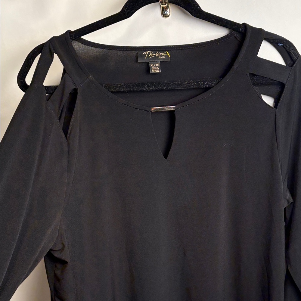 Thalia Sodi Black Cut-Out Sleeve Blouse